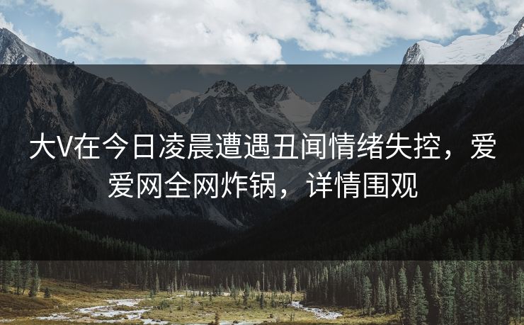 大V在今日凌晨遭遇丑闻情绪失控,爱爱网全网炸锅,详情围观 大V在今日凌晨遭遇丑闻情绪失控,爱爱网全网炸锅,详情围观