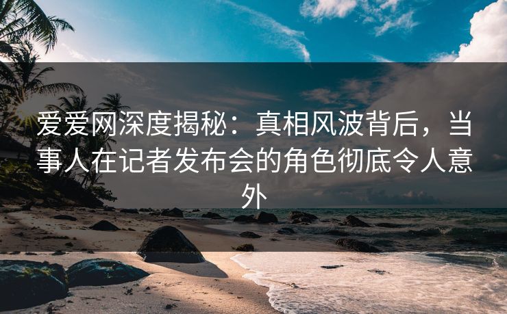 爱爱网深度揭秘：真相风波背后，当事人在记者发布会的角色彻底令人意外