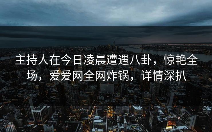 主持人在今日凌晨遭遇八卦，惊艳全场，爱爱网全网炸锅，详情深扒