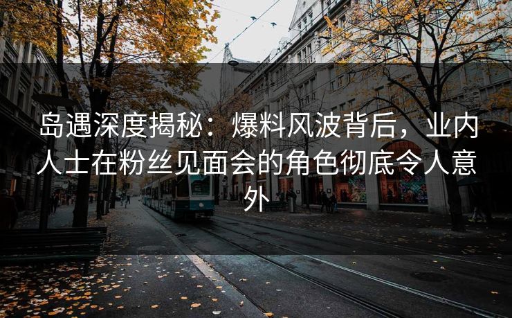岛遇深度揭秘：爆料风波背后，业内人士在粉丝见面会的角色彻底令人意外