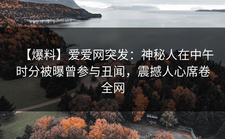 【爆料】爱爱网突发：神秘人在中午时分被曝曾参与丑闻，震撼人心席卷全网