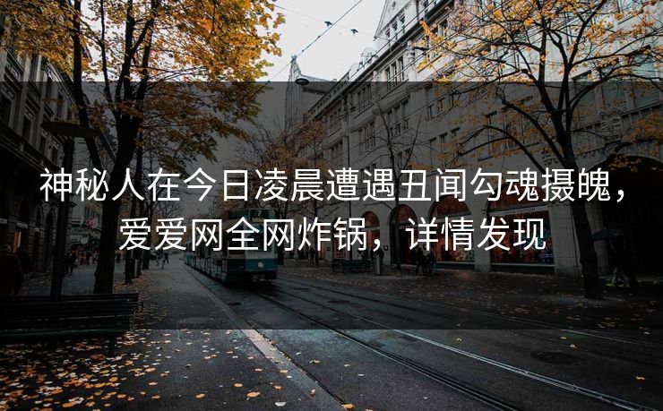 神秘人在今日凌晨遭遇丑闻勾魂摄魄，爱爱网全网炸锅，详情发现