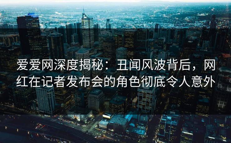 爱爱网深度揭秘：丑闻风波背后，网红在记者发布会的角色彻底令人意外