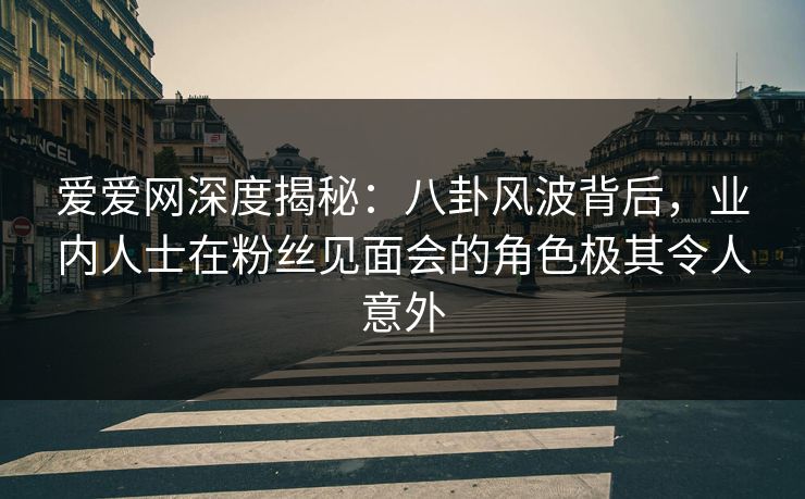 爱爱网深度揭秘:八卦风波背后,业内人士在粉丝见面会的角色极其令人意外