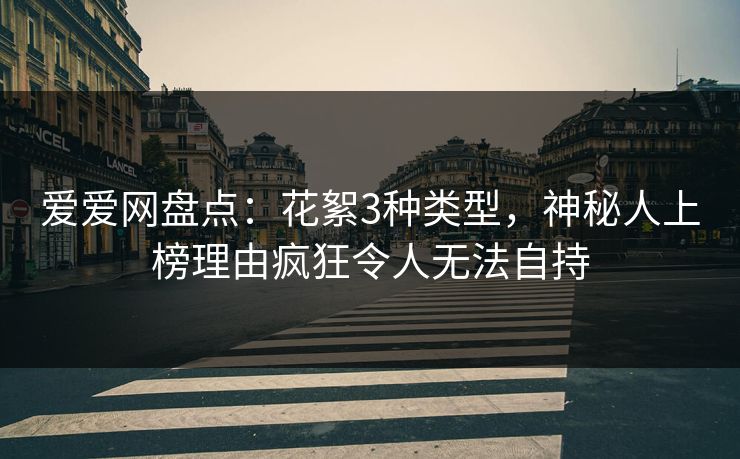 爱爱网盘点:花絮3种类型,神秘人上榜理由疯狂令人无法自持